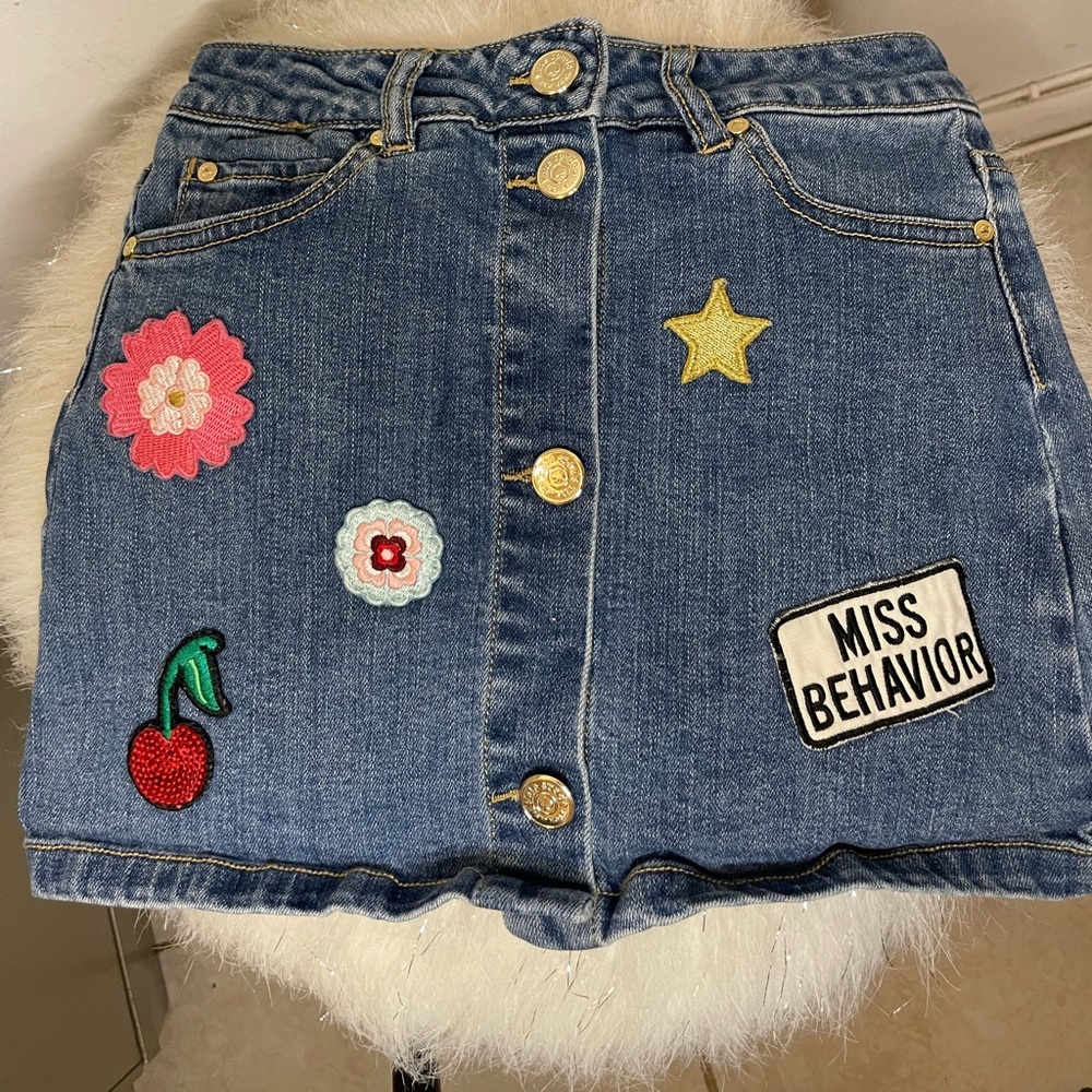 Girls Kate Spade Pathwork Denim Skirt Size 7